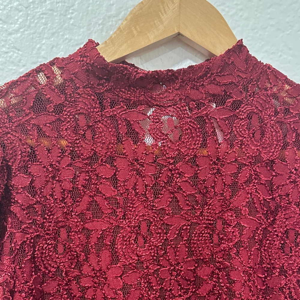 Free People Sweet Talker Floral Lace High Neck Puff Sleeve Blouse, Size S - Picture 12 of 16